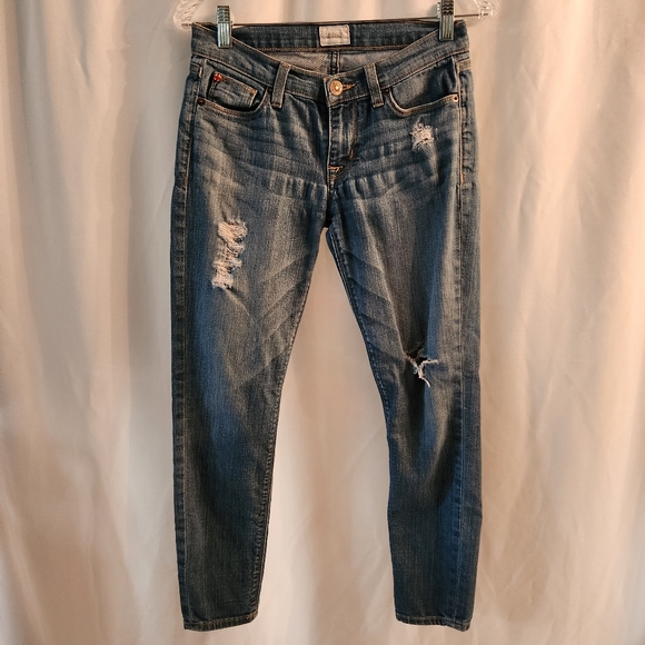 Hudson Womens Krista Super Skinny Crop Jeans Size 26 Distressed - Picture 1 of 7